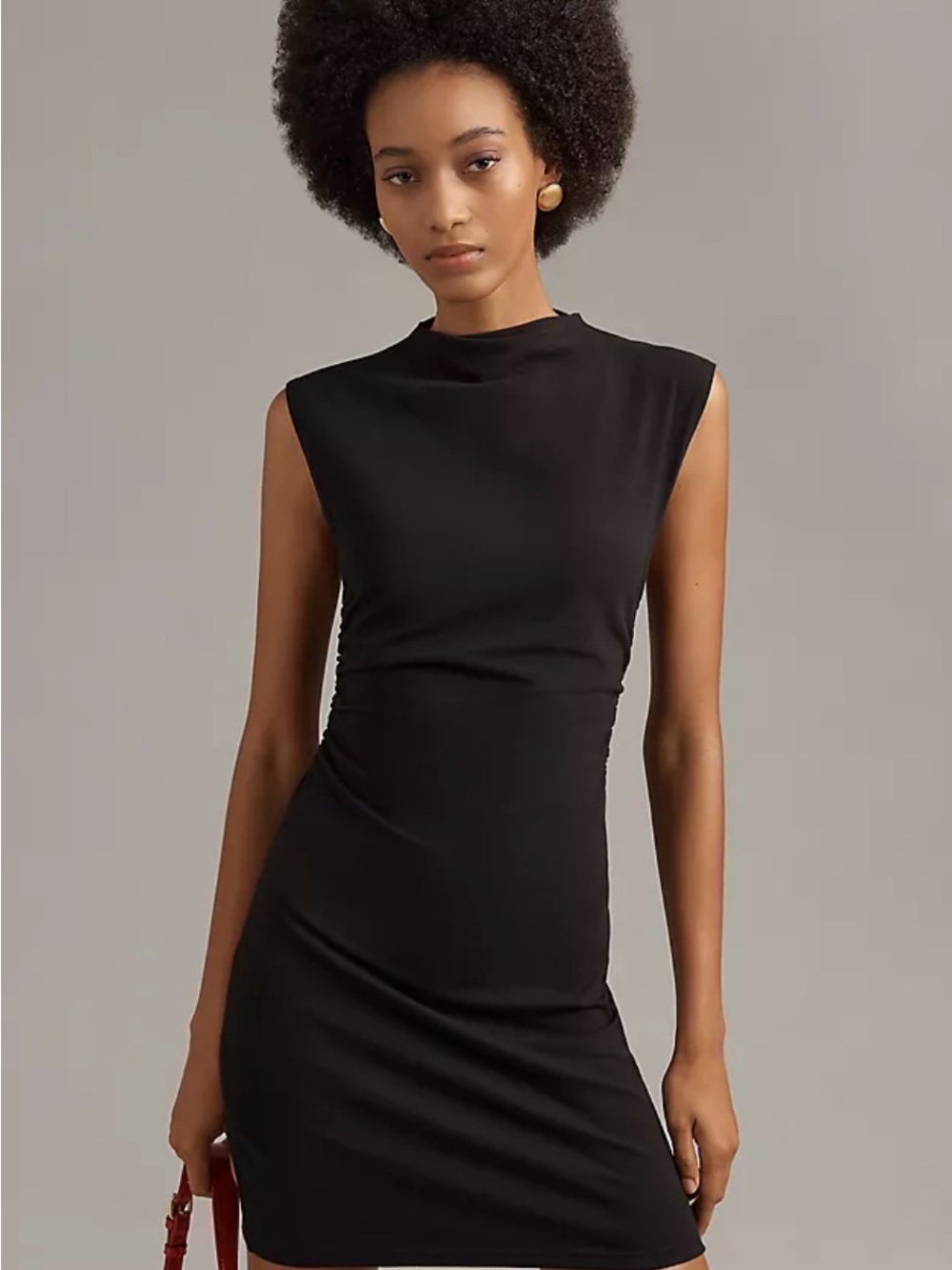 Reformation Black Ribbed Cap-Sleeve Midi Dress